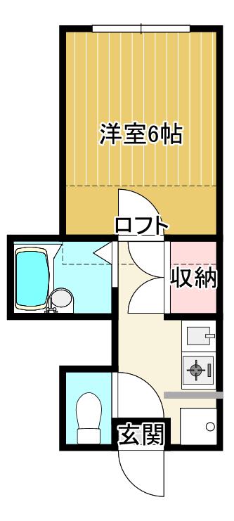 コーポユタカB(1K/2階)の間取り写真