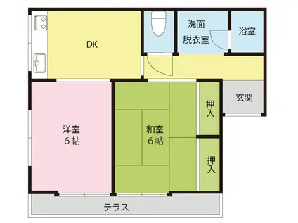 メゾン由氣(2DK/2階)の間取り写真