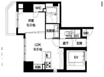 LA CASA 上汐(1LDK/5階)の間取り写真