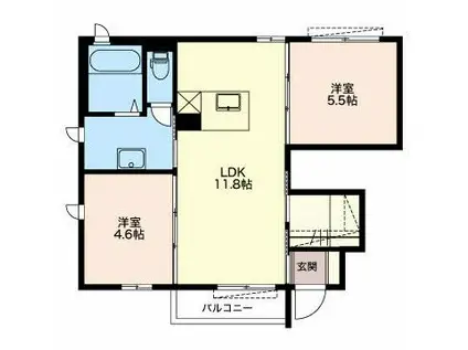 スクーデリア(2LDK/1階)の間取り写真