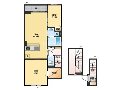 サニープレイス 古町(2LDK/3階)の間取り写真