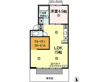 ハイツコイケII(1LDK/1階)の間取り写真