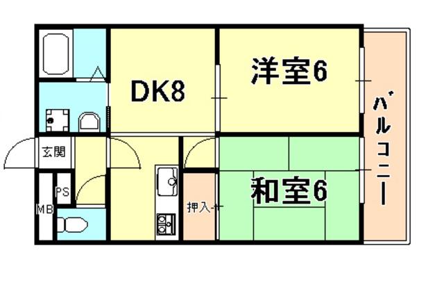 フロッグハウスカズオ(2DK/2階)の間取り写真