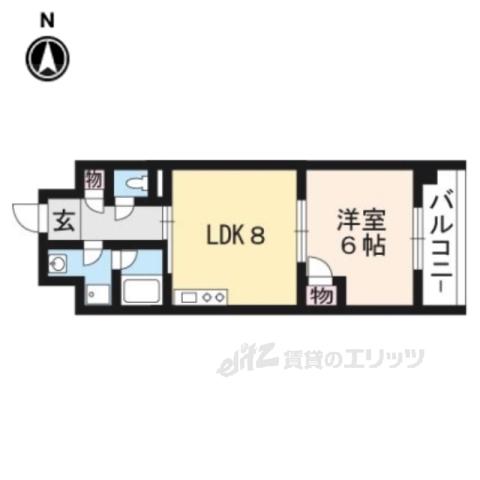 ALBA烏丸御池(1DK/4階)の間取り写真