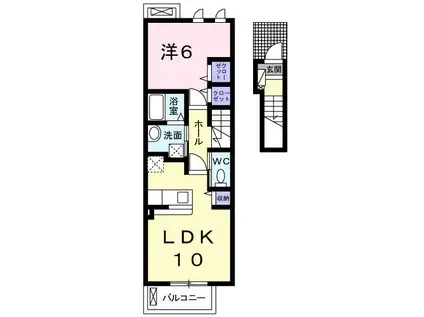 ウエスト ヒルズIII(1LDK/2階)の間取り写真