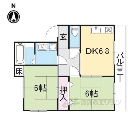 メイプルヒルズ(2DK/2階)の間取り写真