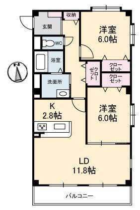 バウライフ(2LDK/1階)の間取り写真