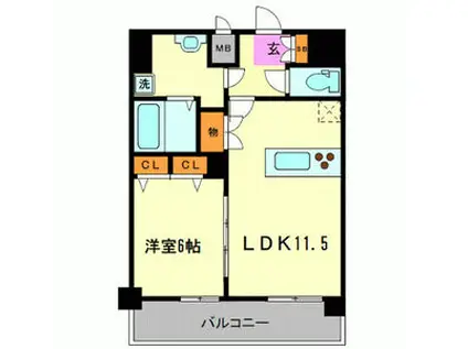 プレサンス新神戸駅前(1LDK/10階)の間取り写真