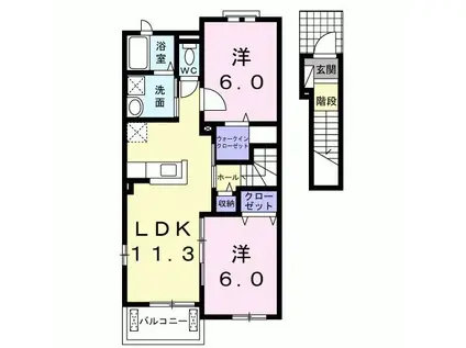 メゾン・ド・プラティーク植松B(2LDK/2階)の間取り写真