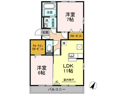 リバブル北高下A棟 A棟(2LDK/1階)の間取り写真