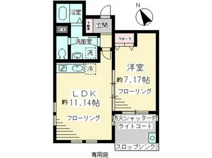 グランシエル(1LDK/1階)の間取り写真