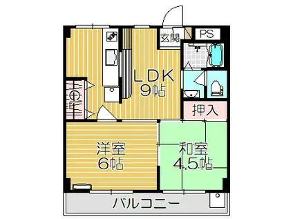 甲南第3六甲ハイム(2LDK/2階)の間取り写真