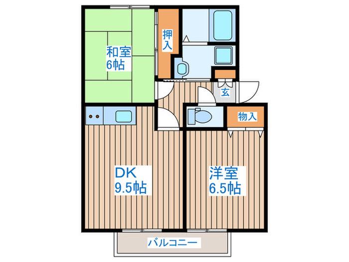 ガーデンホームズ柴田III番館(2DK/1階)の間取り写真