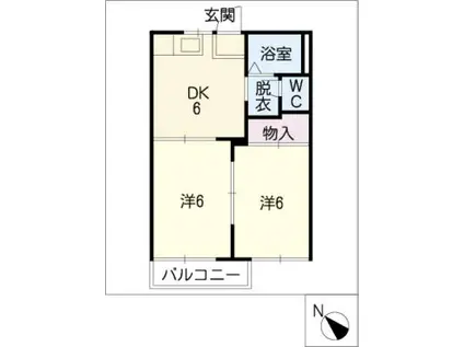 グリーンビレッジD棟(2DK/1階)の間取り写真