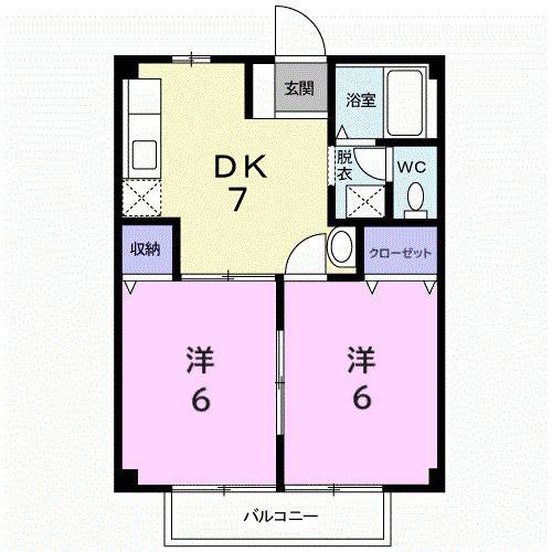 コーポリバー(2DK/1階)の間取り写真
