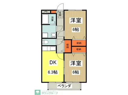 メゾンクレール(2DK/1階)の間取り写真