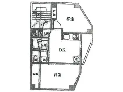 フラット藤(2DK/3階)の間取り写真
