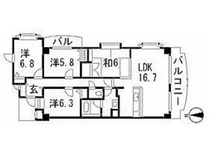 アダージョ・ドゥーエ(4LDK/2階)の間取り写真