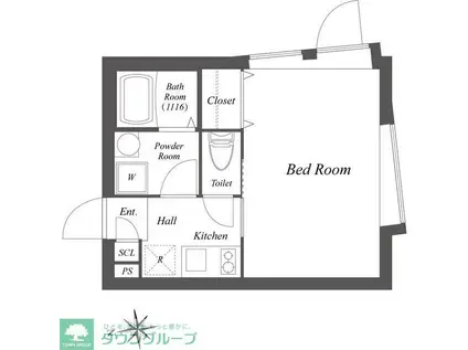 LEGALAND芝公園(1K/2階)の間取り写真