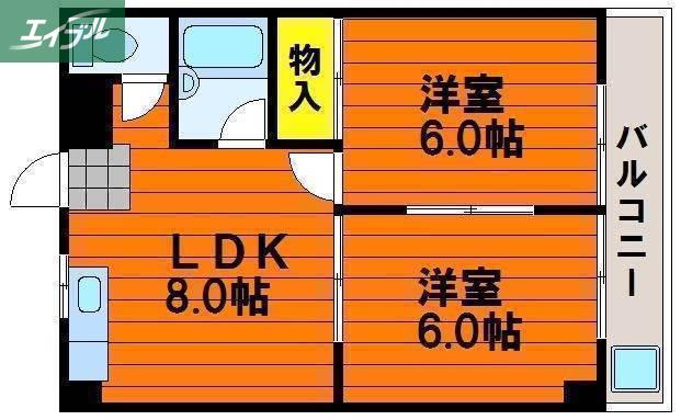 メゾンフルールI(2LDK/2階)の間取り写真