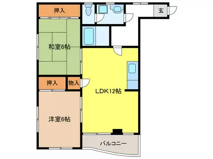 プリンセス高屋(2LDK/1階)の間取り写真