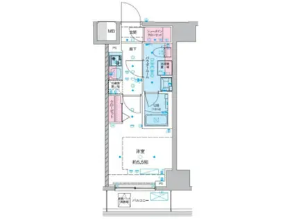 ジェノヴィア西川口III(1K/4階)の間取り写真