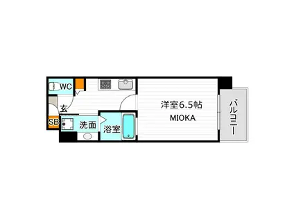 ストークレジデンス昭和町(1K/6階)の間取り写真