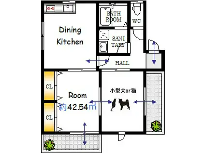 アイランドビル26(2DK/1階)の間取り写真