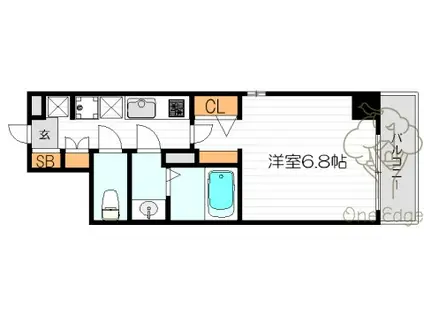 エスグランデ南森町(1K/3階)の間取り写真