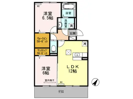 プルミエールB棟(2LDK/1階)の間取り写真