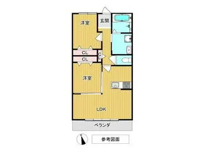 ペシーブル(2LDK/2階)の間取り写真