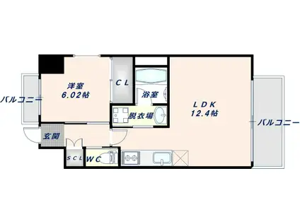 プレジオ森河内ASIAN(1LDK/12階)の間取り写真