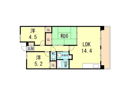 アプリーレ垂水(3LDK/2階)の間取り写真