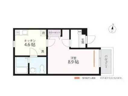 ハーミットクラブハウス希望ヶ丘(1K/2階)の間取り写真