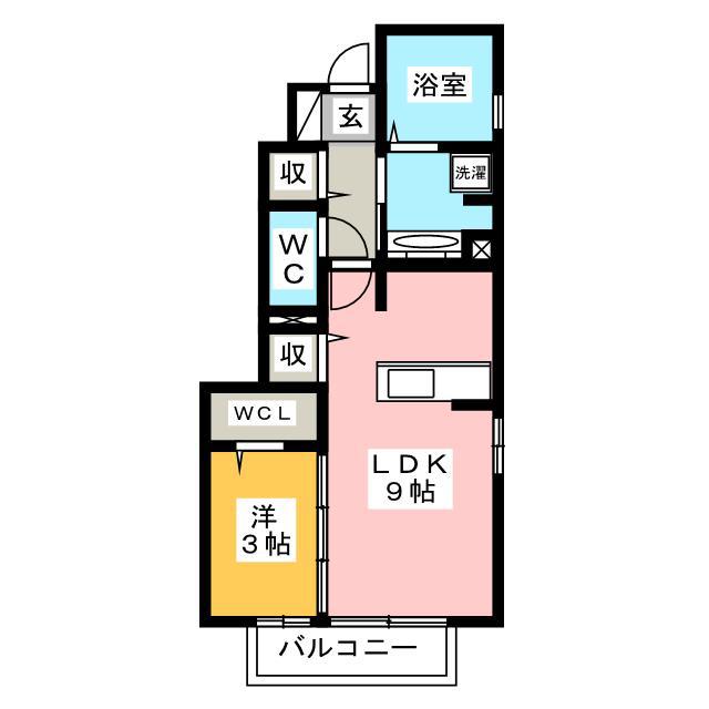 フローラII 三園(1LDK/1階)の間取り写真
