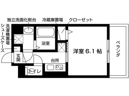 GRAMM東小野堀町A(1K/1階)の間取り写真