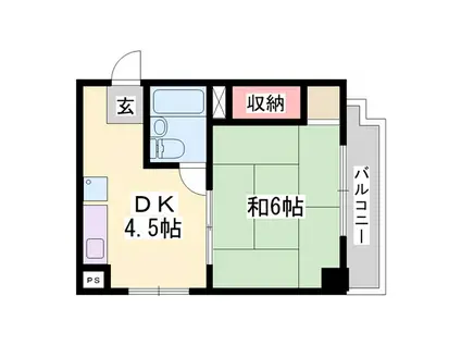 ジュネス姫路I(1DK/4階)の間取り写真