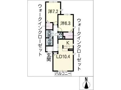 プランドール(2LDK/1階)の間取り写真