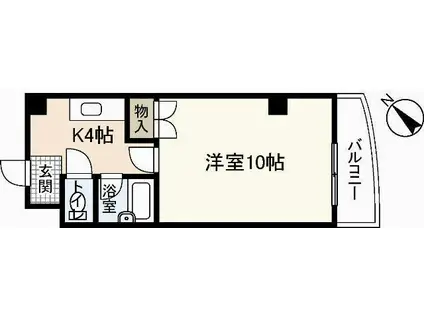 リスティア中筋(1K/1階)の間取り写真