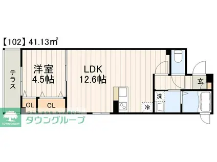 ウィステリアガーデン(1LDK/2階)の間取り写真