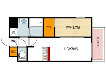 LUXE住吉公園(1LDK/10階)の間取り写真