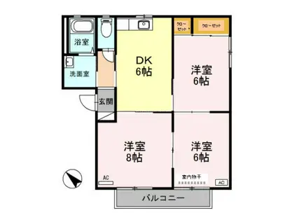 バリュージュ寿 A(3DK/2階)の間取り写真