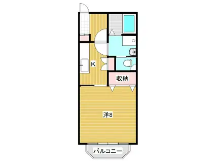 レジデンスヤマシチ A・B(1K/2階)の間取り写真