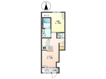24・ユニヴァリィII栃木市今泉町(1LDK/1階)の間取り写真