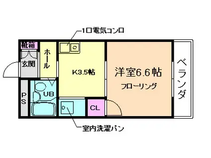 ブルーム21(1K/2階)の間取り写真