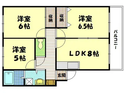 矢野ビル(3DK/1階)の間取り写真
