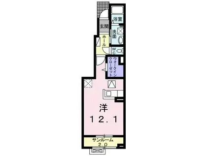 エレガント(ワンルーム/1階)の間取り写真