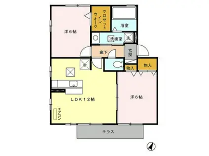 アネシスII(2LDK/1階)の間取り写真