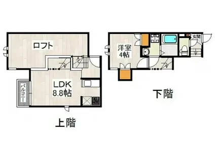 CB東比恵フェリア(1LDK/1階)の間取り写真