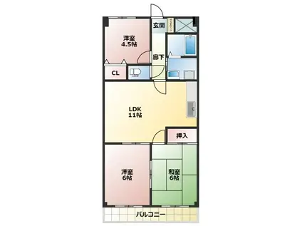 メゾントミタ(3LDK/3階)の間取り写真
